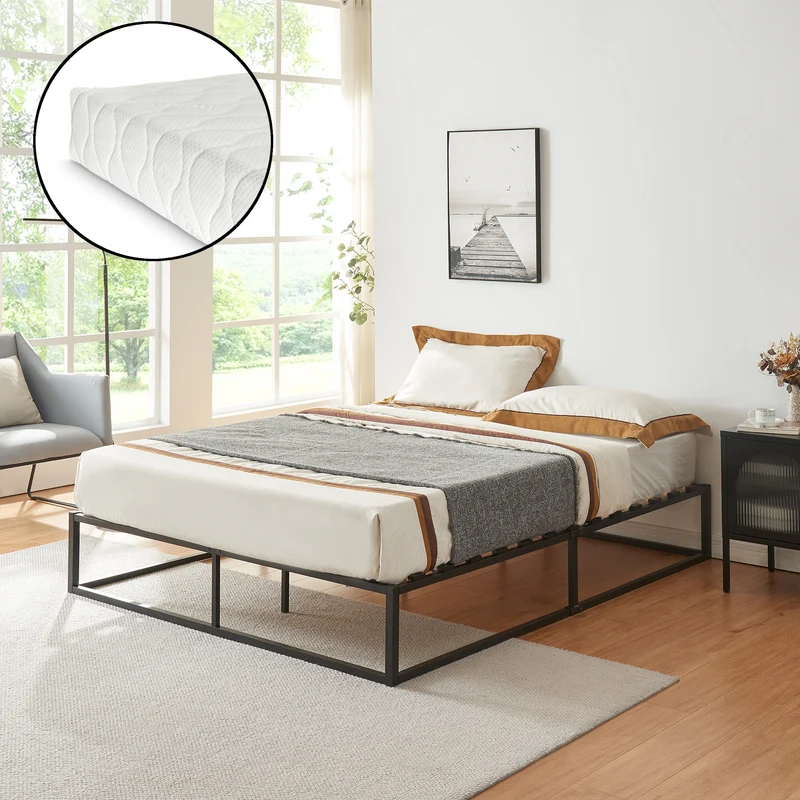 Metallbett Kreta mit Kaltschaummatratze in versch. Farben und Größen [en.casa]