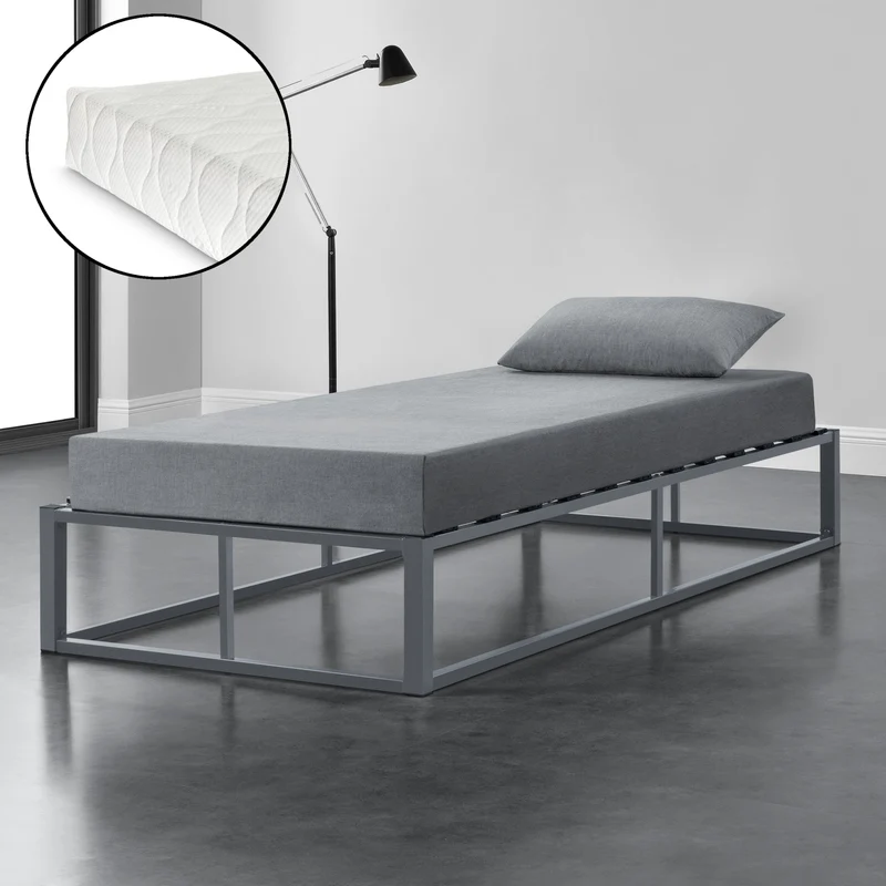 Metallbett Kreta mit Kaltschaummatratze in versch. Farben und Größen [en.casa]