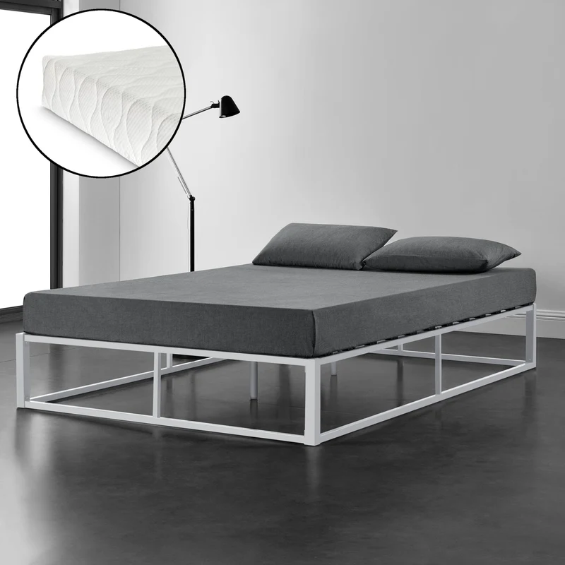Metallbett Kreta mit Kaltschaummatratze in versch. Farben und Größen [en.casa]