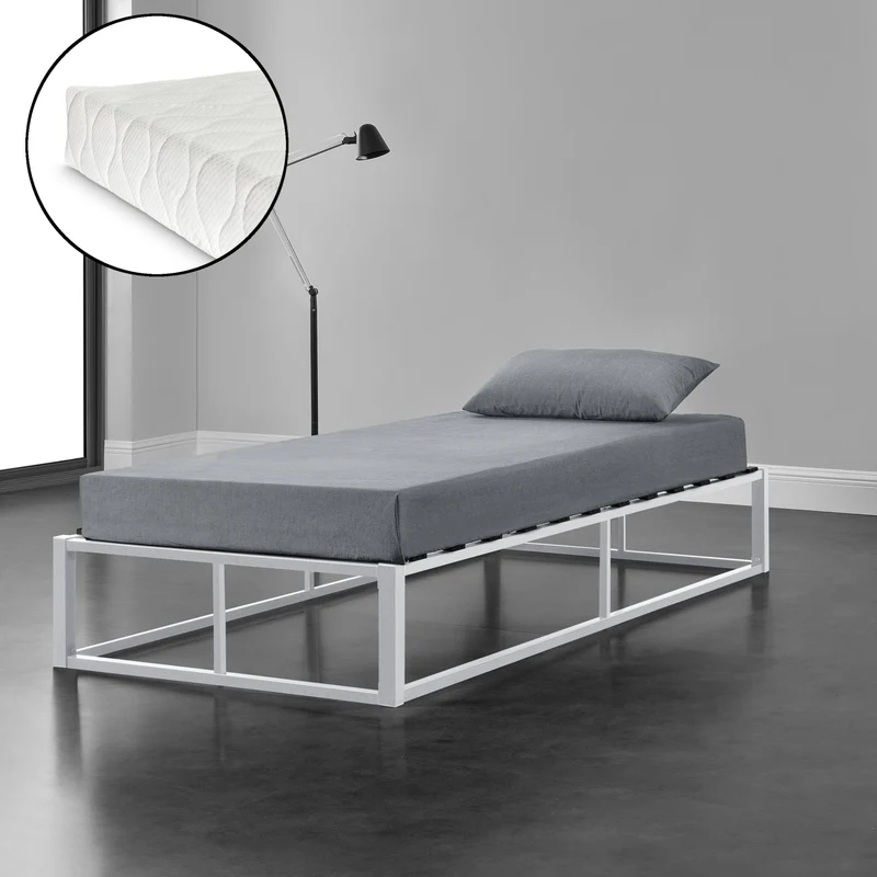 Metallbett Kreta mit Kaltschaummatratze in versch. Farben und Größen [en.casa]