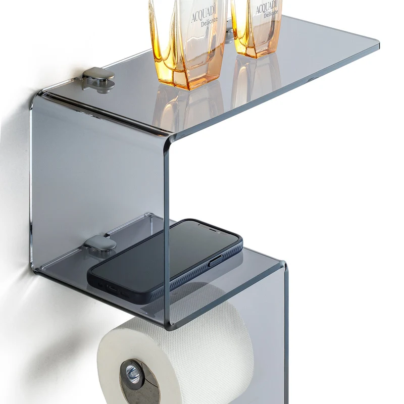 Mensola c/porta rotolo per bagno da parete ACHILLE