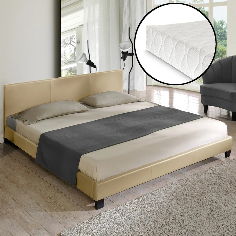 Kunstlederbett mit Matratze Kunstlederbezug Corium