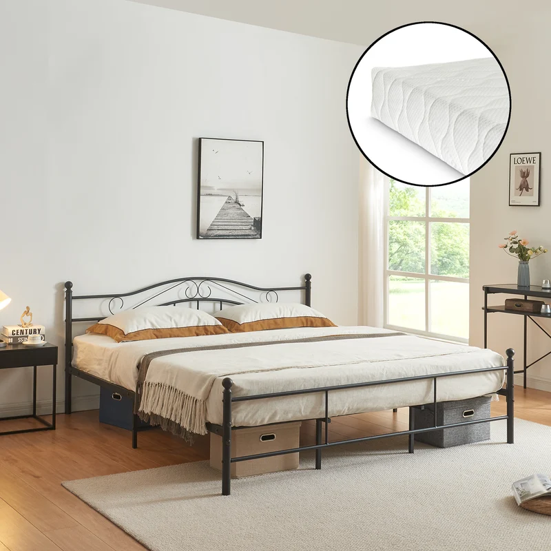Metallbett Florenz mit Matratze [en.casa]