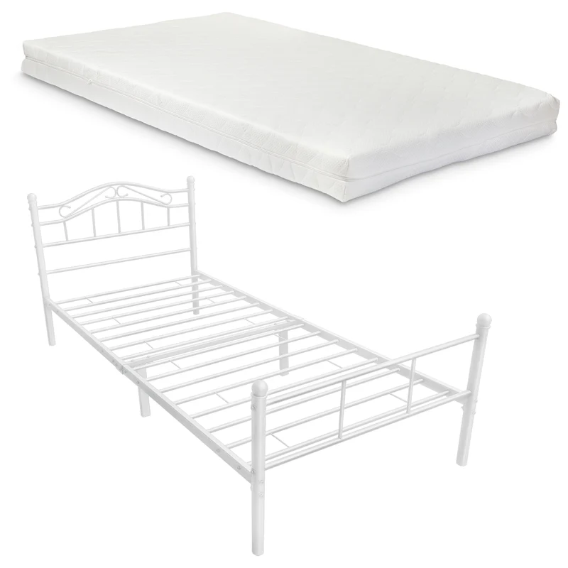 Metallbett Florenz 120x200 cm mit/ohne Kaltschaummatratze versch. Farben [en.casa]