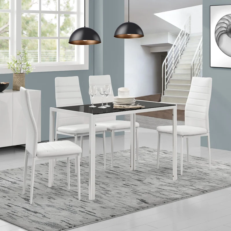 Esstisch Eschede 105x60x75 cm mit Tischplatte aus Glas in versch. Farben en.casa