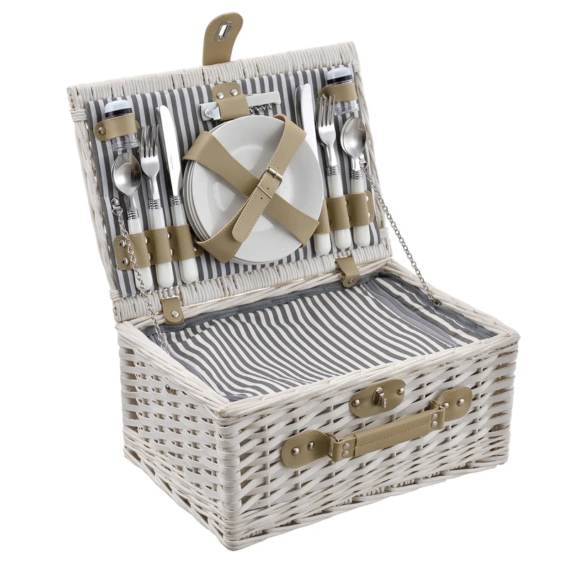 Picknickkorb mit Besteck-Set für 2/4 Personen in versch. Farben casa.pro