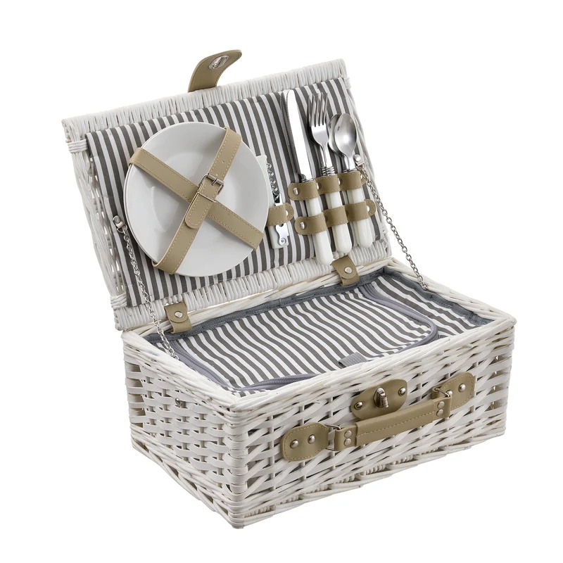 Picknickkorb mit Besteck-Set für 2/4 Personen in versch. Farben casa.pro