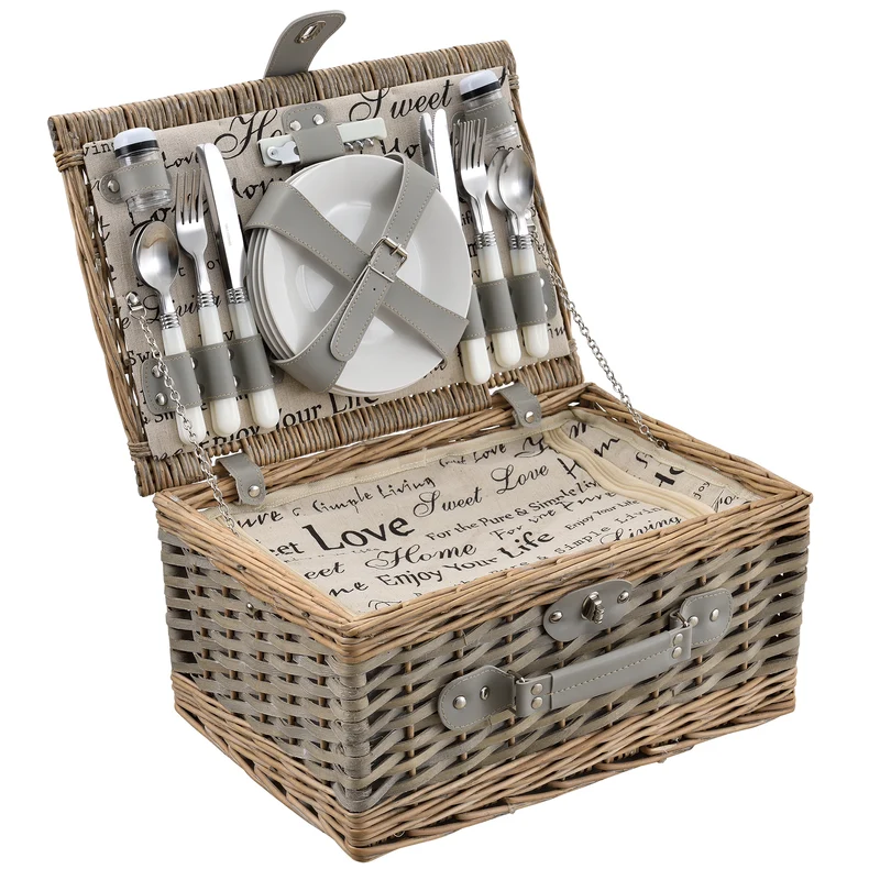 Picknickkorb mit Besteck-Set für 2/4 Personen in versch. Farben casa.pro
