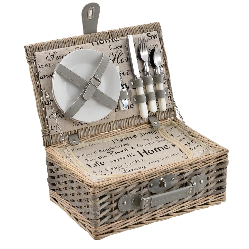 Picknickkorb mit Besteck-Set für 2/4 Personen in versch. Farben casa.pro