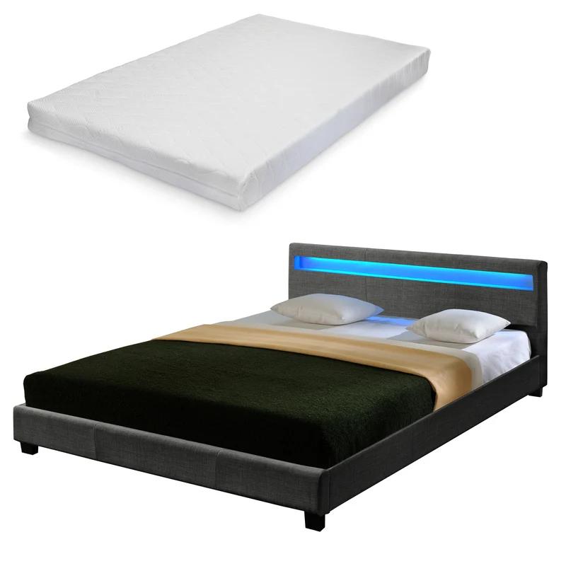 Modernes Stoffbett Bettgestell dunkelgrau CORIUM