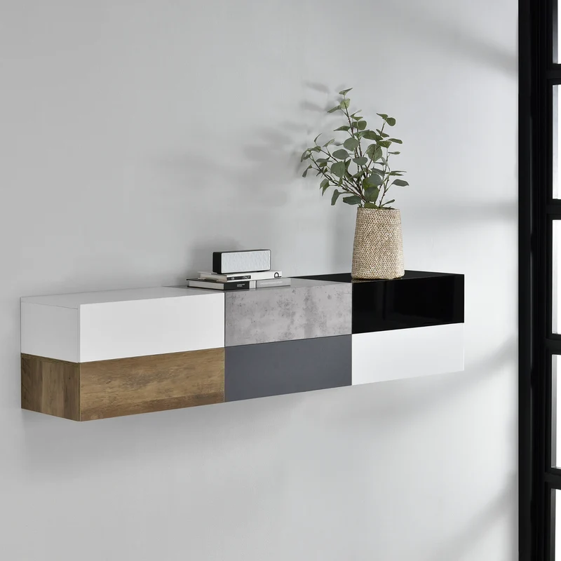 Wandregal Oslo mit Schublade 46x30x15cm versch. Farben [en.casa]
