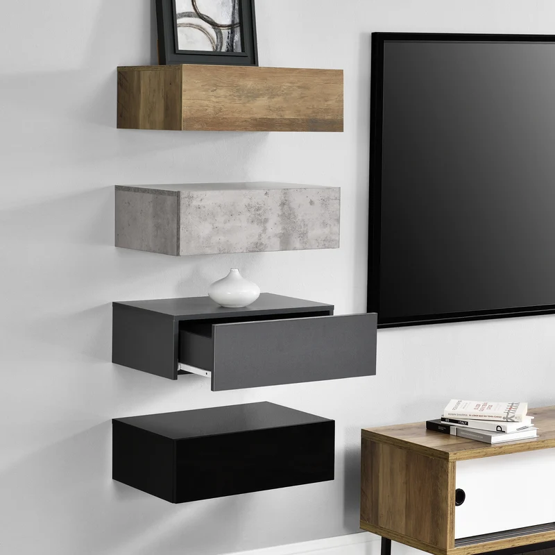 Wandregal Oslo mit Schublade 46x30x15cm versch. Farben [en.casa]