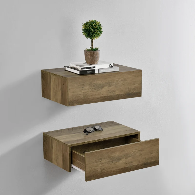 Wandregal Oslo mit Schublade 46x30x15cm versch. Farben [en.casa]