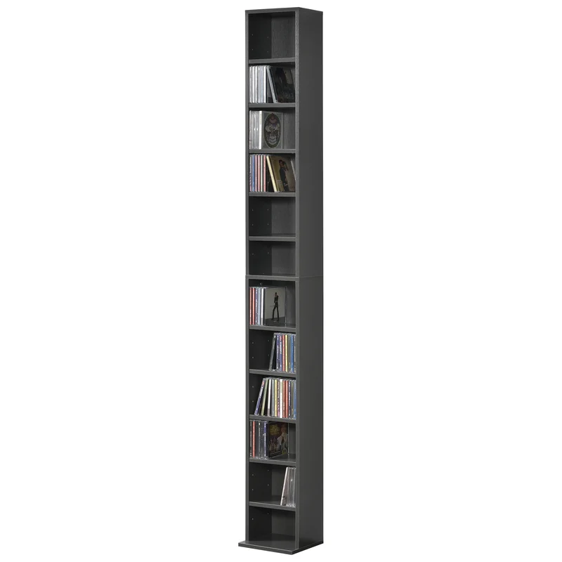 CD Regal Tynset 175x20x20 cm mit 12 Fächern [en.casa]
