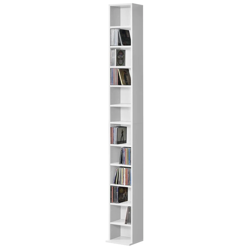 CD Regal Tynset 175x20x20 cm mit 12 Fächern [en.casa]