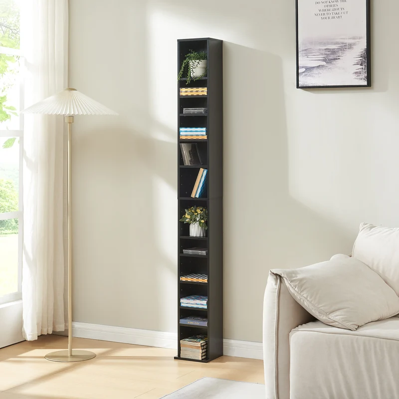 CD Regal Tynset 175x20x20 cm mit 12 Fächern [en.casa]