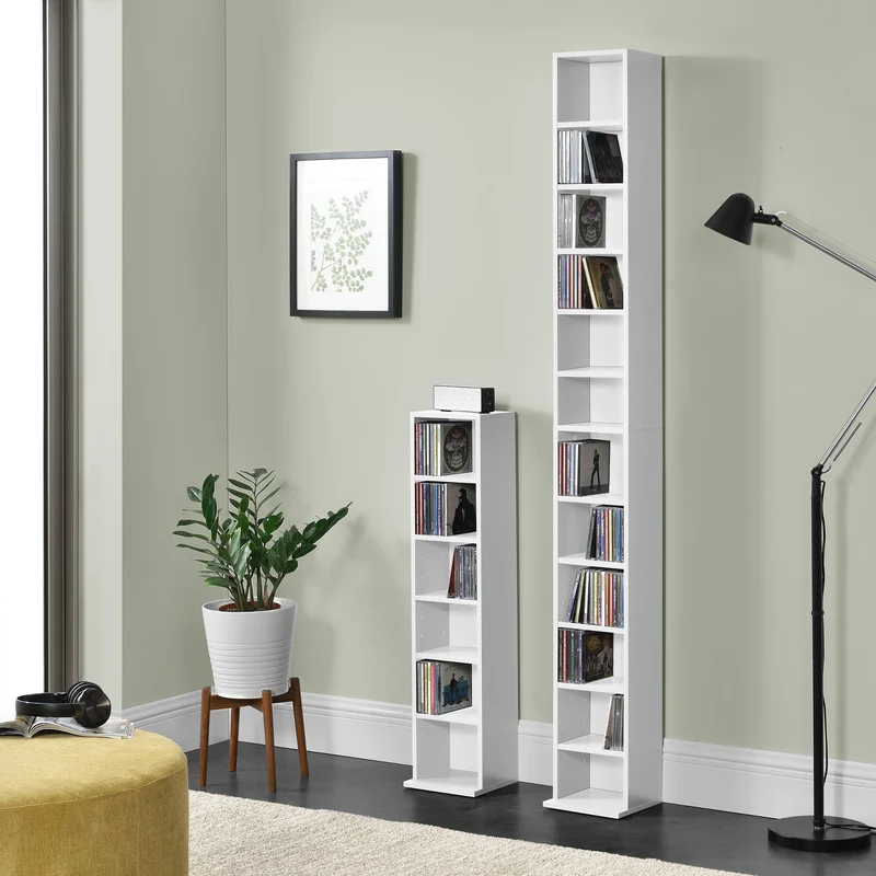 CD Regal Tynset 175x20x20 cm mit 12 Fächern [en.casa]