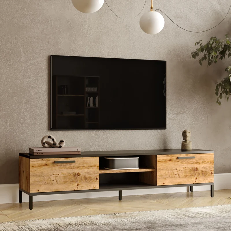 Fernsehtisch Lempäälä mit 2 Ablagefächern 160 x 35 x 39 cm in versch. Farben [en.casa]