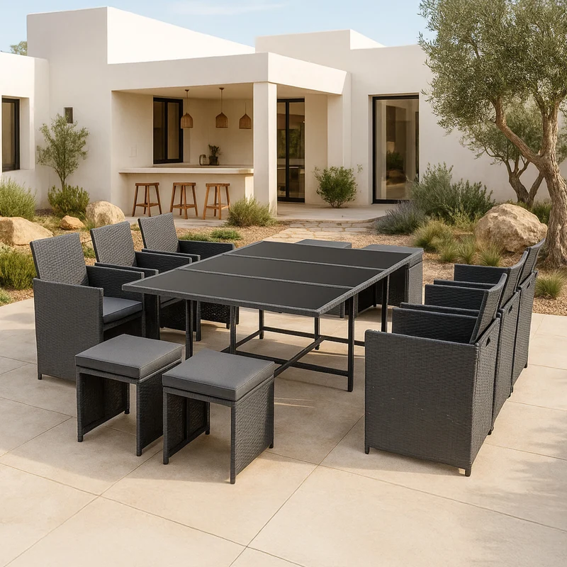 Polyrattan Sitzgruppe Laredo XL versch. Farben [en.casa]