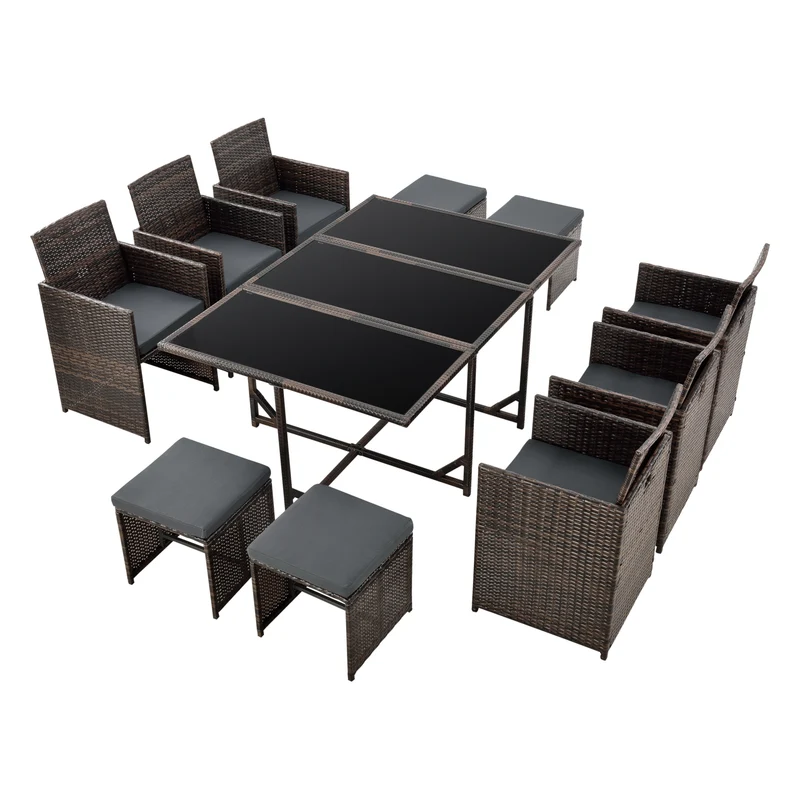 Polyrattan Sitzgruppe Laredo XL versch. Farben [en.casa]
