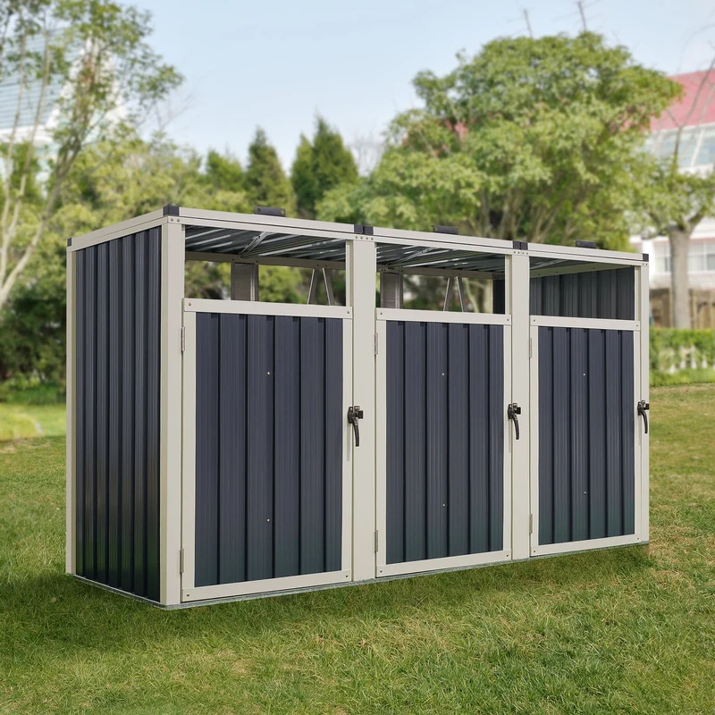 Mülltonnenbox Tarbek für 1/2/3/4 Tonnen Stahl verzinkt Anthrazit in versch. Größen [en.casa]