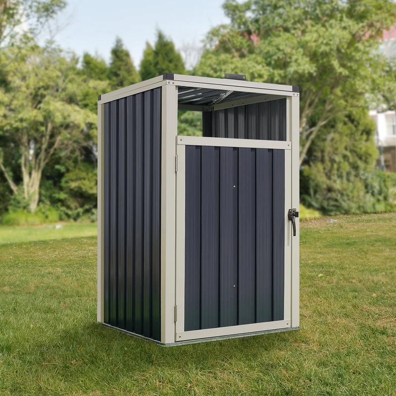 Mülltonnenbox Tarbek für 1/2/3/4 Tonnen Stahl verzinkt Anthrazit in versch. Größen [en.casa]