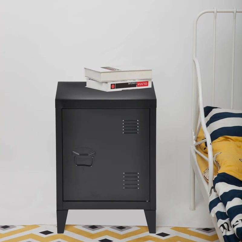 Nachtschrank Inari Türgriff links Stahl [en.casa]