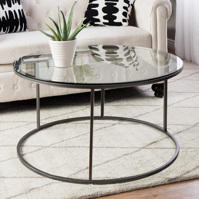 Couchtisch Kolari 45 x Ø80 cm Schwarz/Transparent versch. Farben [en.casa]