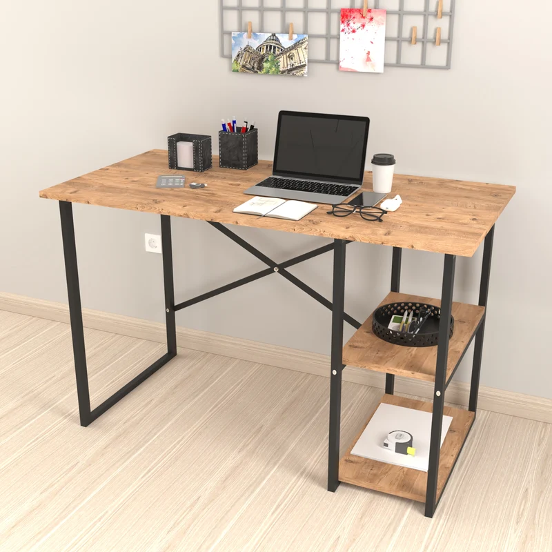 Schreibtisch Nittedal mit Regal 120x60x75cm in versch. Farben [en.casa]