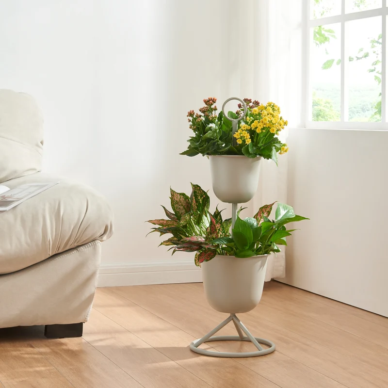 Blumenständer Alphen mit Pflanzentöpfen Metall [en.casa]