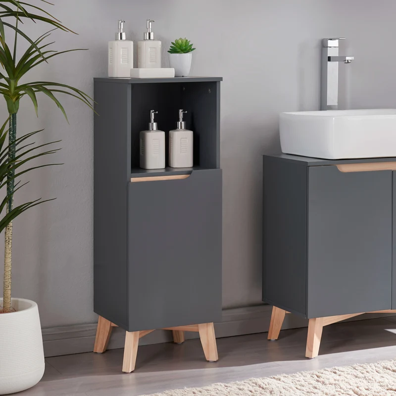 Badezimmerschrank Overath Grau [en.casa]