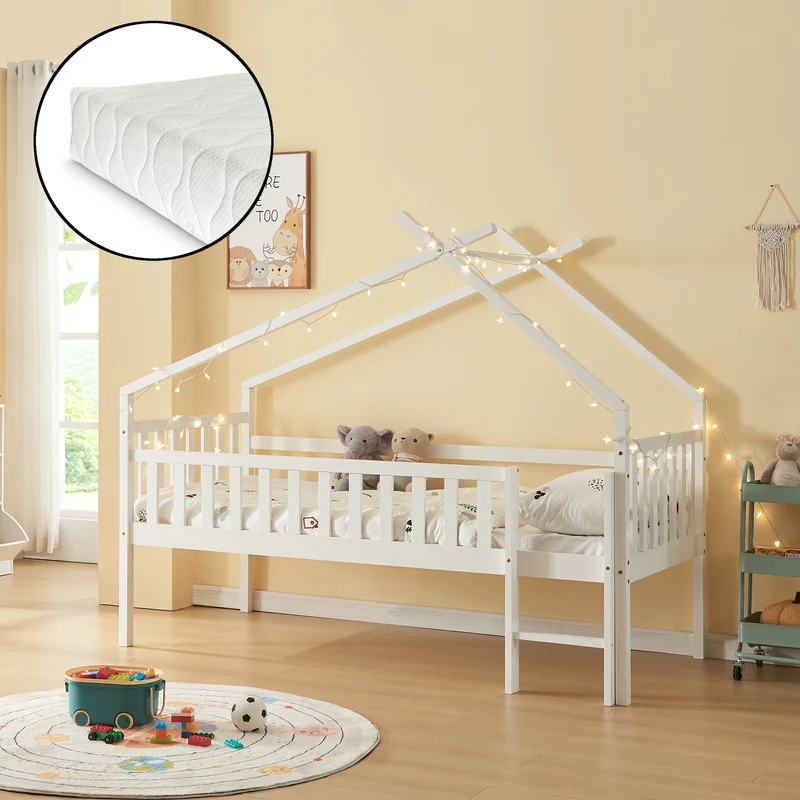Hausbett Sotkamo mit Matratze 90x200cm mit Rausfallschutz [en.casa]