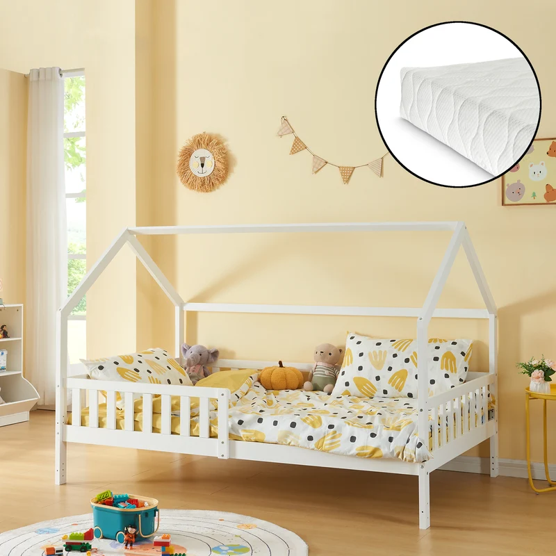 Hausbett mit Matratze Ydre Kiefernholz [en.casa]