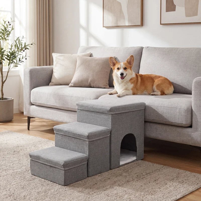 Hundetreppe Vojens mit Stauraum [en.casa]