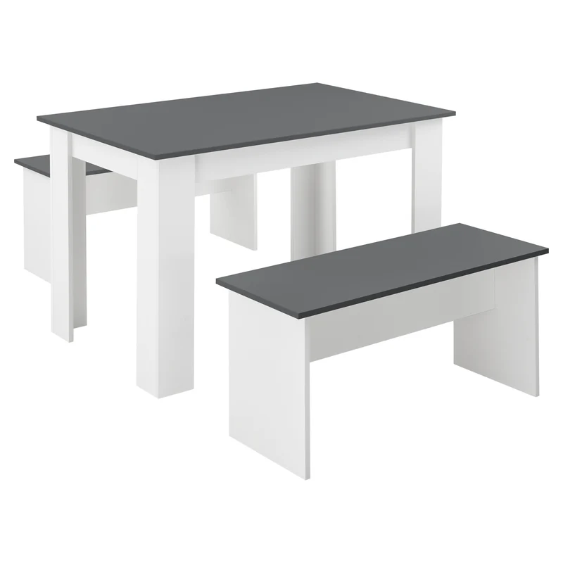 Tisch- und Bank Set 110x70 cm in versch. Farben en.casa