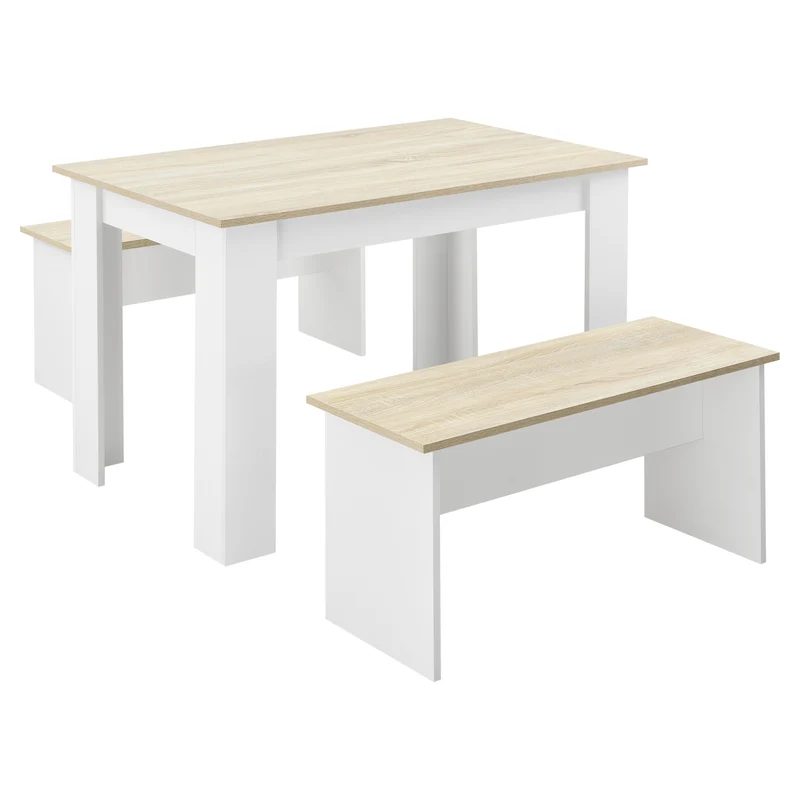 Tisch- und Bank Set 110x70 cm in versch. Farben en.casa