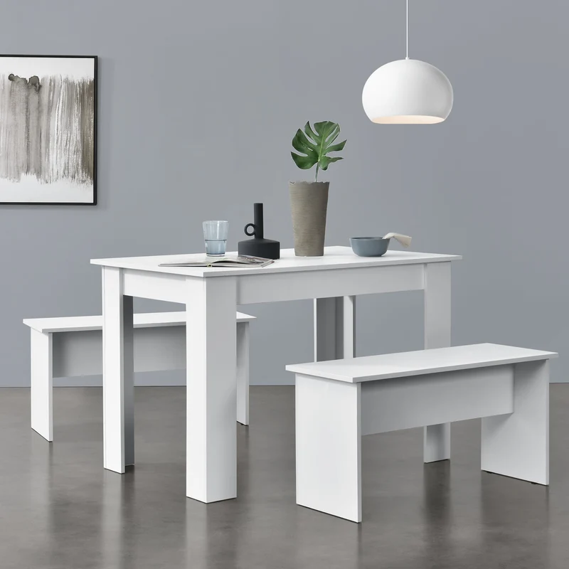 Tisch- und Bank Set 110x70 cm in versch. Farben en.casa