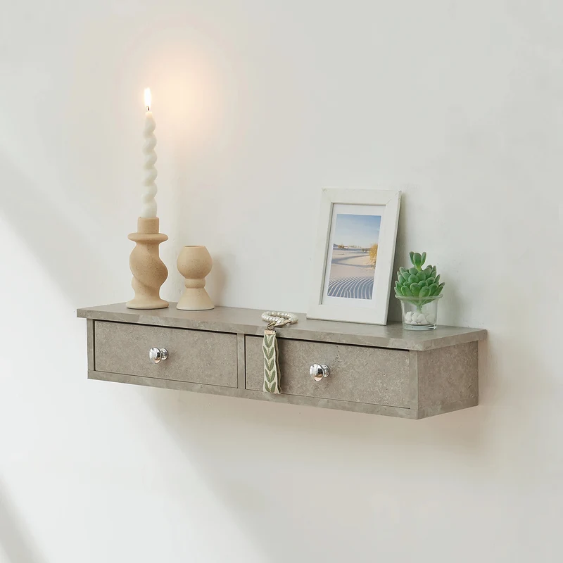 Wandregal Geeste 60x15x10 cm mit 2 Schubladen [en.casa]