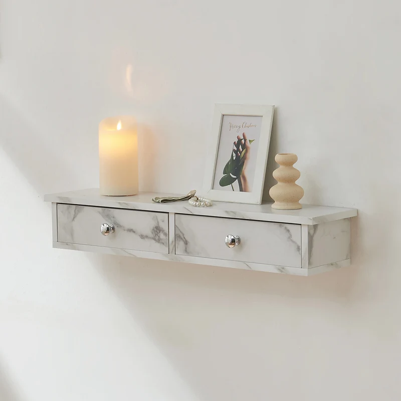 Wandregal Geeste 60x15x10 cm mit 2 Schubladen [en.casa]