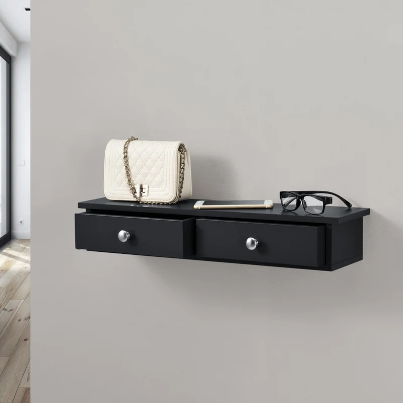 Wandregal Geeste 60x15x10 cm mit 2 Schubladen [en.casa]