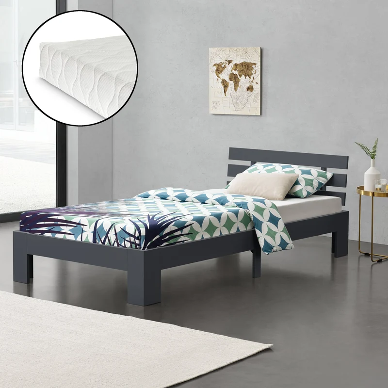 Holzbett Nivala mit Kaltschaummatratze versch. Farben und Größen en.casa