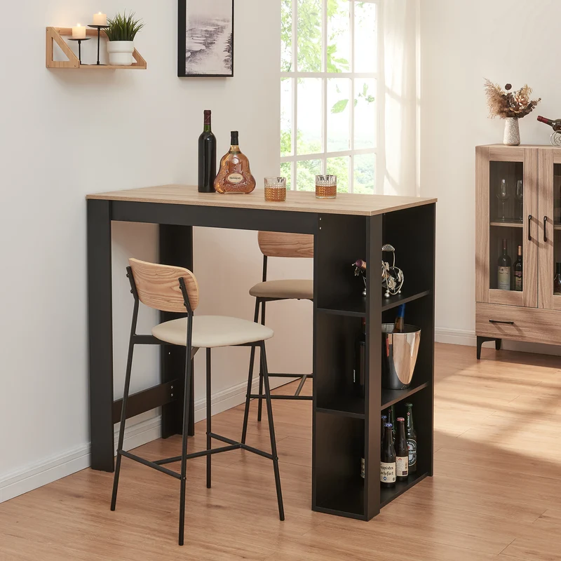 Bartisch Danderyd 120x60x106 cm mit 3 Ablagefächern [en.casa]