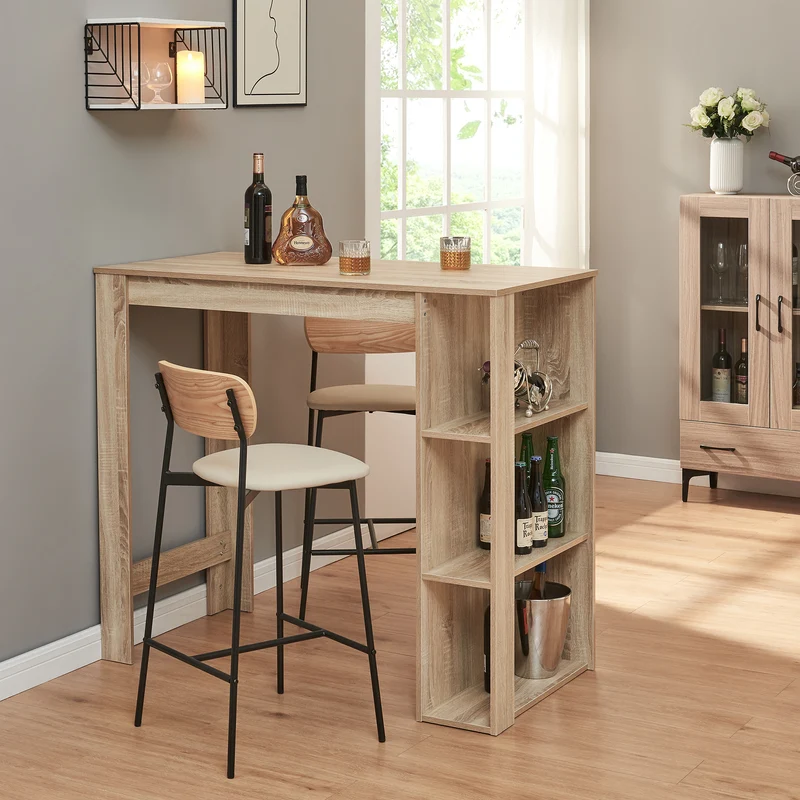 Bartisch Danderyd 120x60x106 cm mit 3 Ablagefächern [en.casa]
