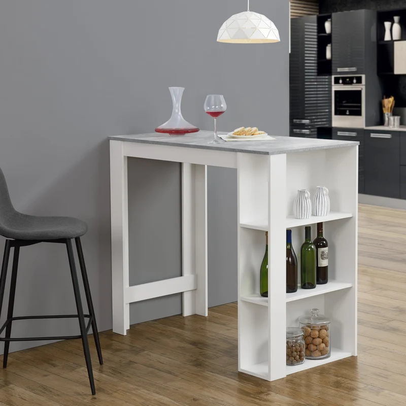 Bartisch Danderyd 120x60x106 cm mit 3 Ablagefächern [en.casa]