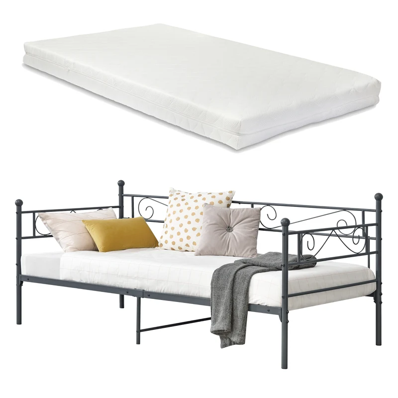 Metallbett Kerava 90x200 cm mit Kaltschaummatratze versch. Farben en.casa
