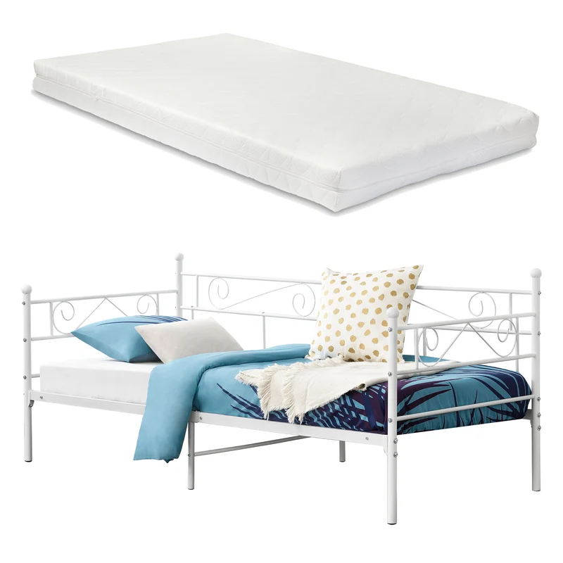 Metallbett Kerava 90x200 cm mit Kaltschaummatratze versch. Farben en.casa