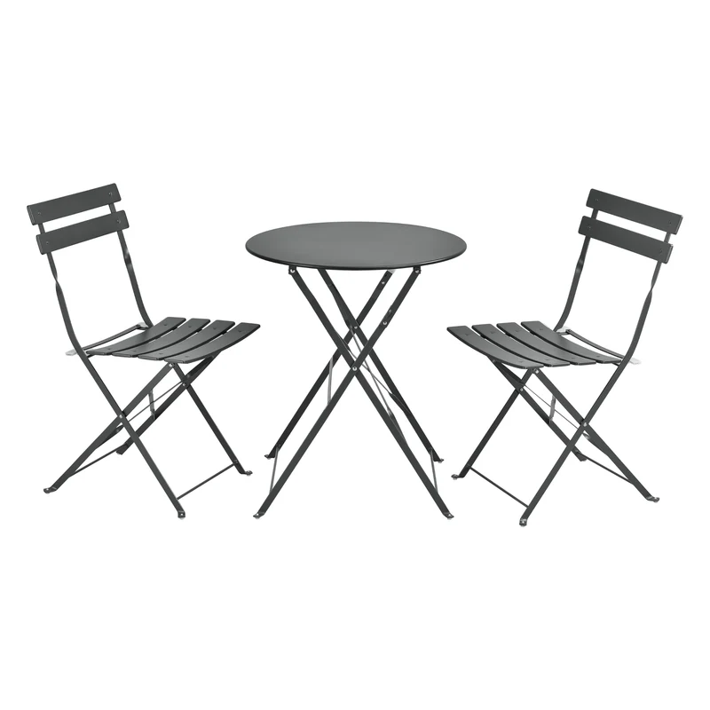 Bistroset Caprile 3-tlg. klappbar Stahl [en.casa]