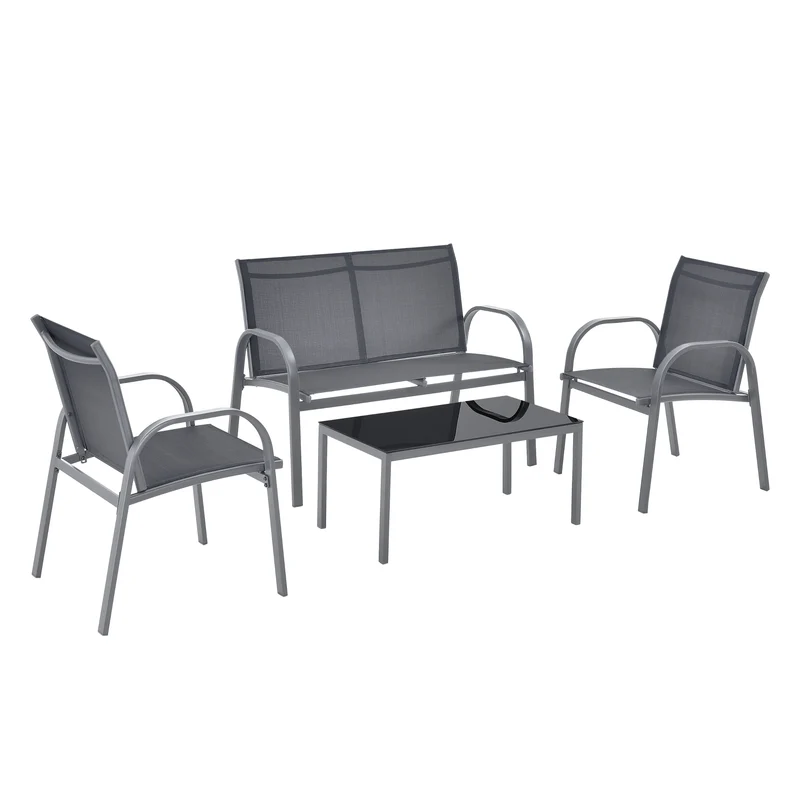 Gartenmöbel-Set Gagra Stühle mit Sitzbank und Tisch versch. Farben en.casa