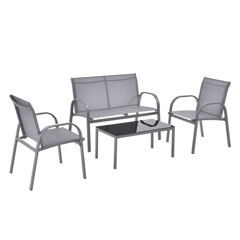 Gartenmöbel-Set Gagra Stühle mit Sitzbank und Tisch versch. Farben en.casa
