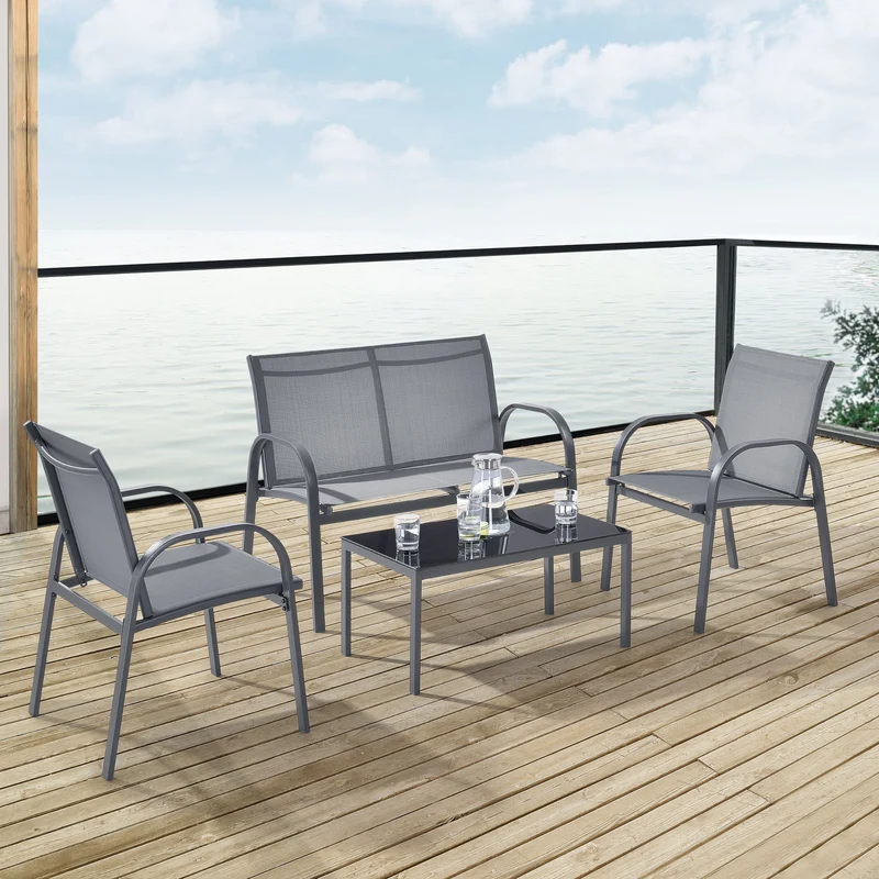 Gartenmöbel-Set Gagra Stühle mit Sitzbank und Tisch versch. Farben en.casa